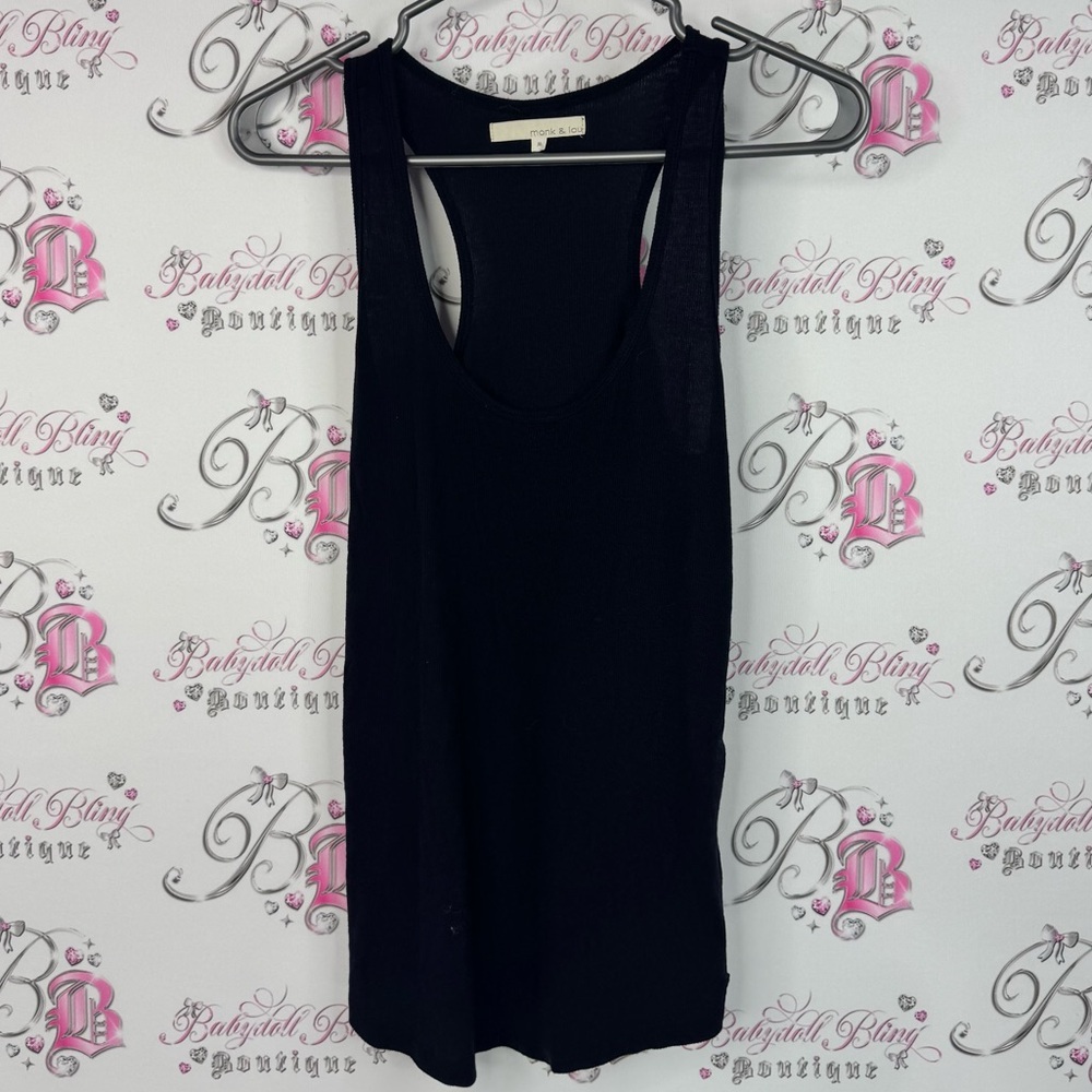 Monk and Lou tank top ribbed stretchy classic comfy Black Sleeveless Top